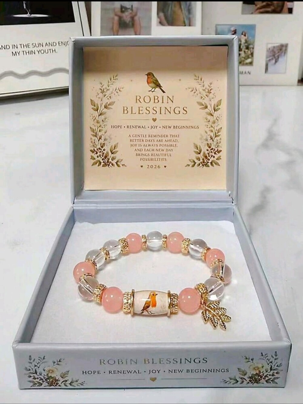 BRAND NEW IN KEEPSAKE BOX ** Robin Bead Charm Bracelet